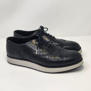 Rag and Bone Women Meli Brogue Wingtip Oxford Shoes Size 39 US 9 Black Leather